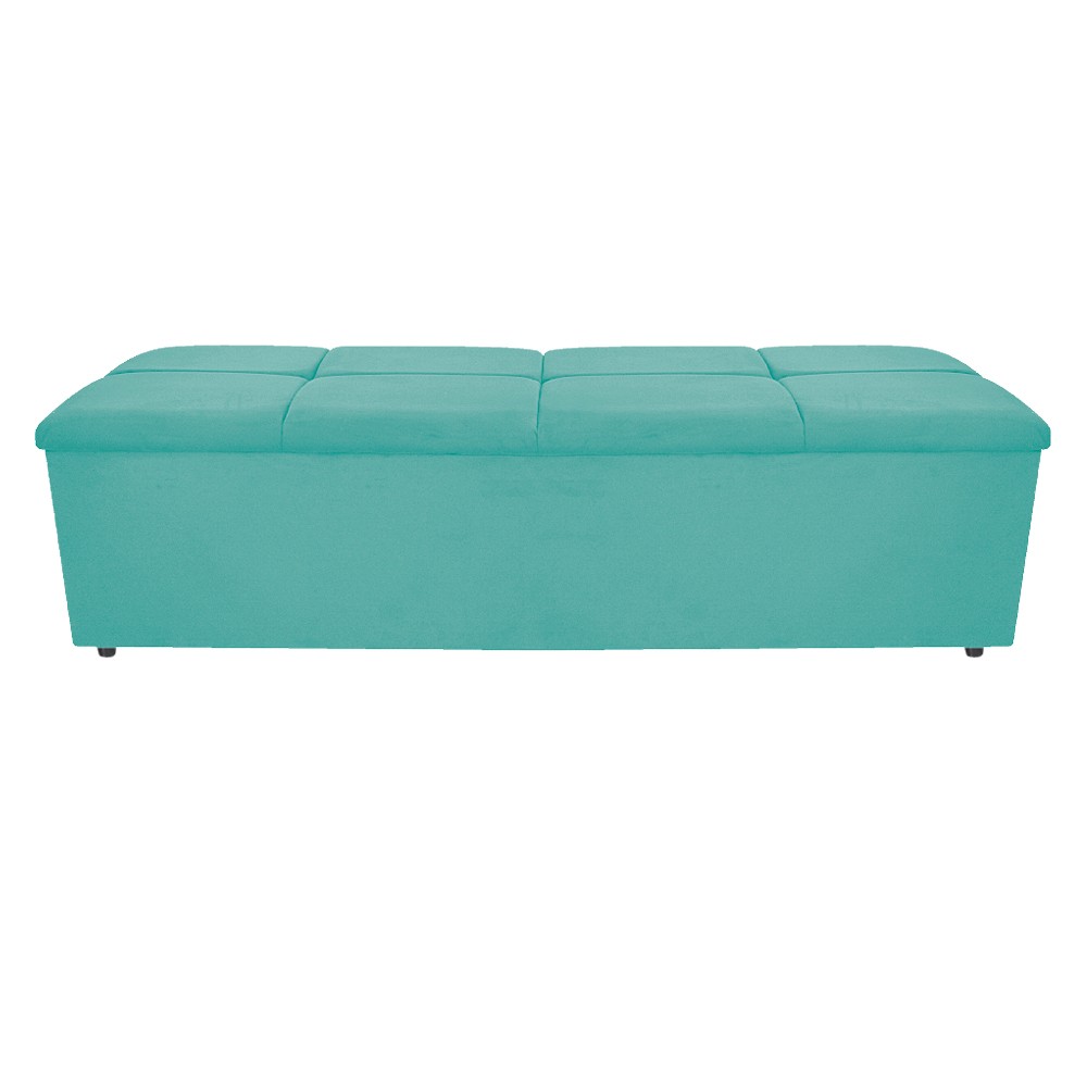 Kit Cabeceira e Calçadeira Munique 160 cm Queen Size Suede Azul Tiffany - Amarena Móveis