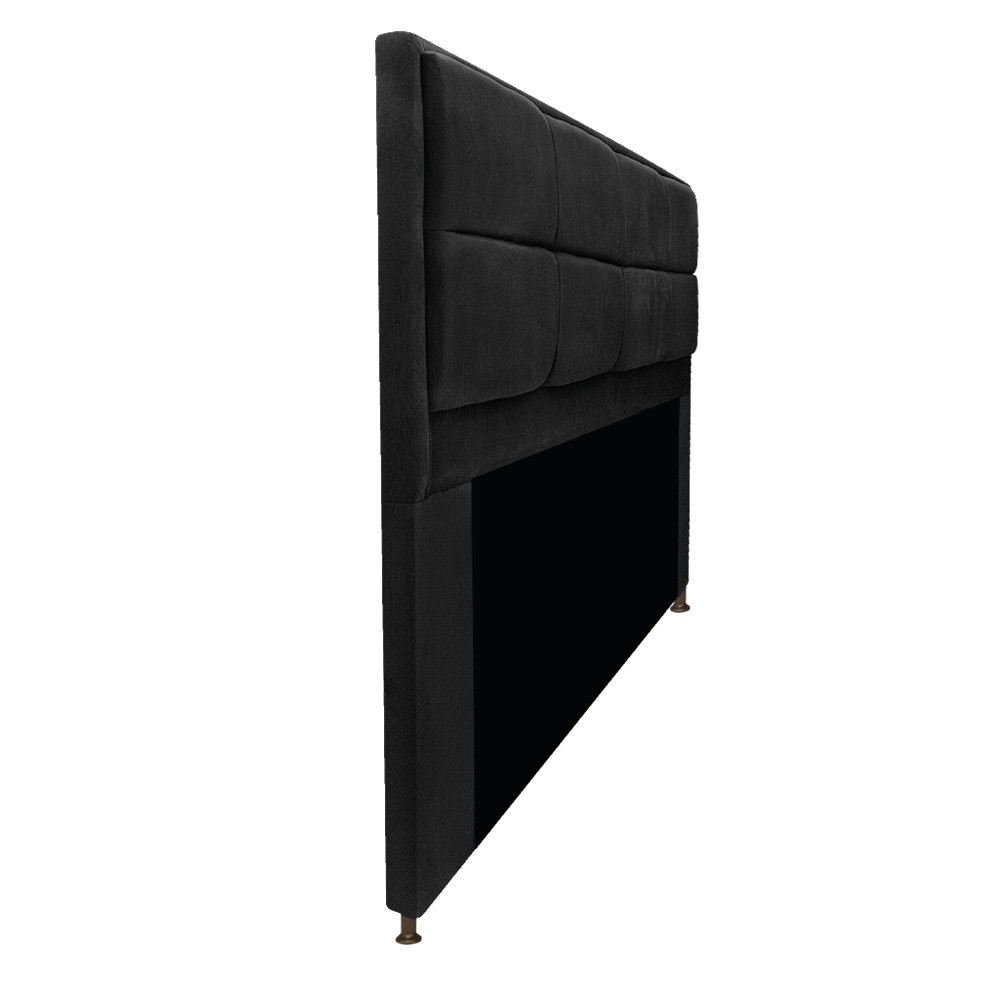 Kit Cabeceira e Calçadeira Munique 160 cm Queen Size Suede Preto - Amarena Móveis