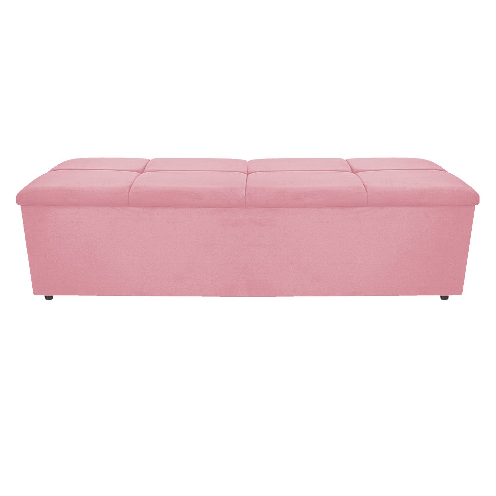 Kit Cabeceira e Calçadeira Munique 160 cm Queen Size Suede Rosa Bebê - Amarena Móveis
