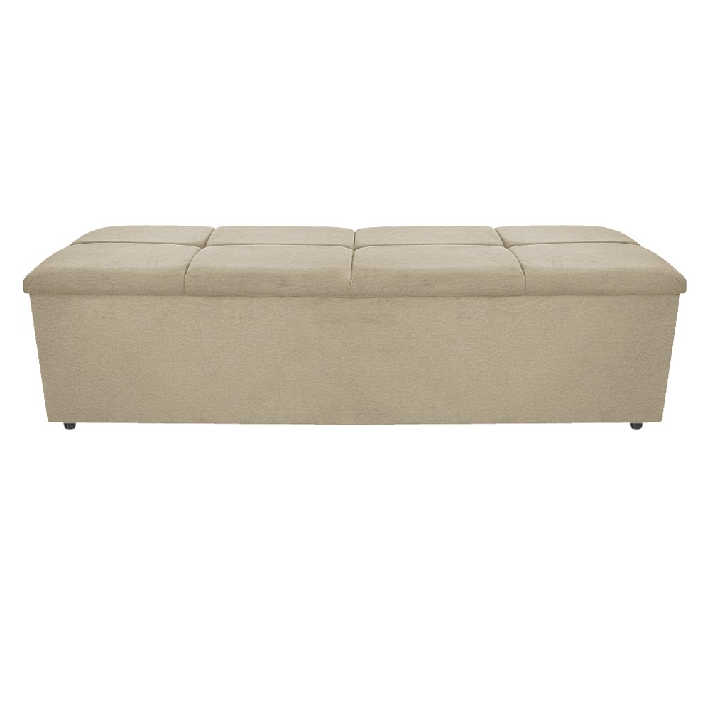 Kit Cabeceira e Calçadeira Munique 195 cm King Size Corano Bege - Amarena Móveis