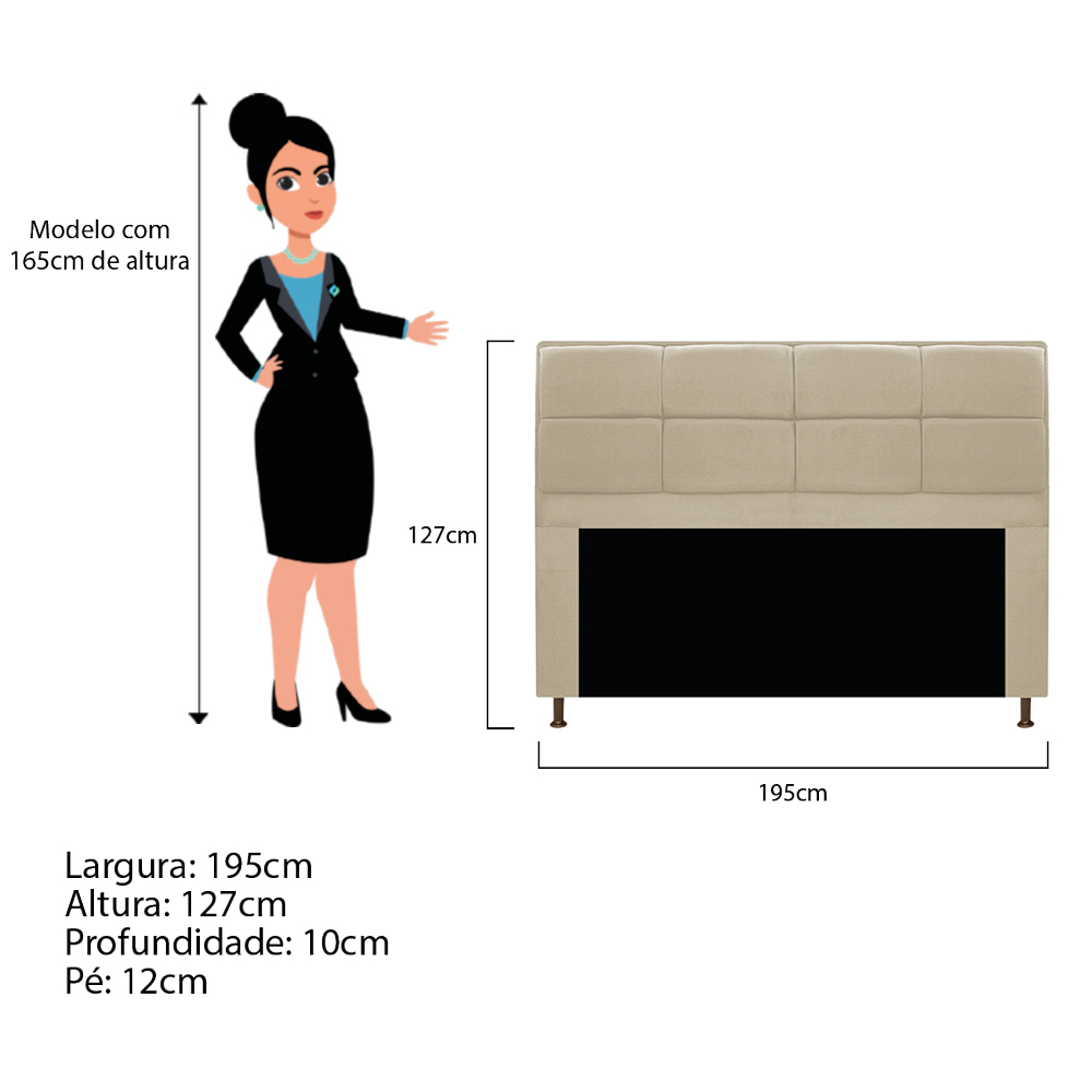 Kit Cabeceira e Calçadeira Munique 195 cm King Size Corano Bege - Amarena Móveis