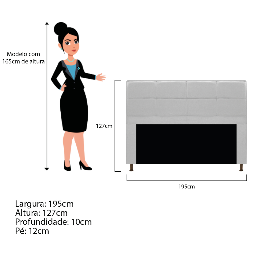 Kit Cabeceira e Calçadeira Munique 195 cm King Size Corano Branco - Amarena Móveis