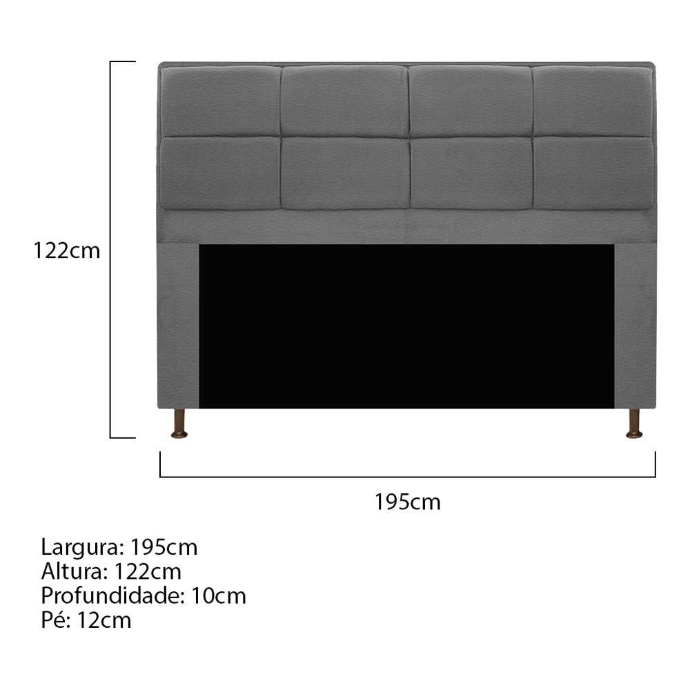 Kit Cabeceira e Calçadeira Munique 195 cm King Size Corano Cinza - Amarena Móveis