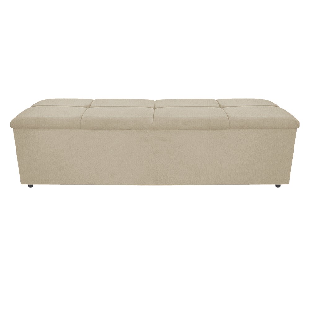 Kit Cabeceira e Calçadeira Munique 195 cm King Size Suede Bege - Amarena Móveis