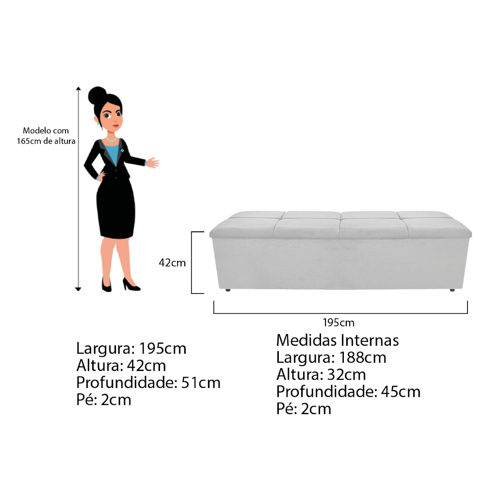 Kit Cabeceira e Calçadeira Munique 195 cm King Size Suede Branco - Amarena Móveis