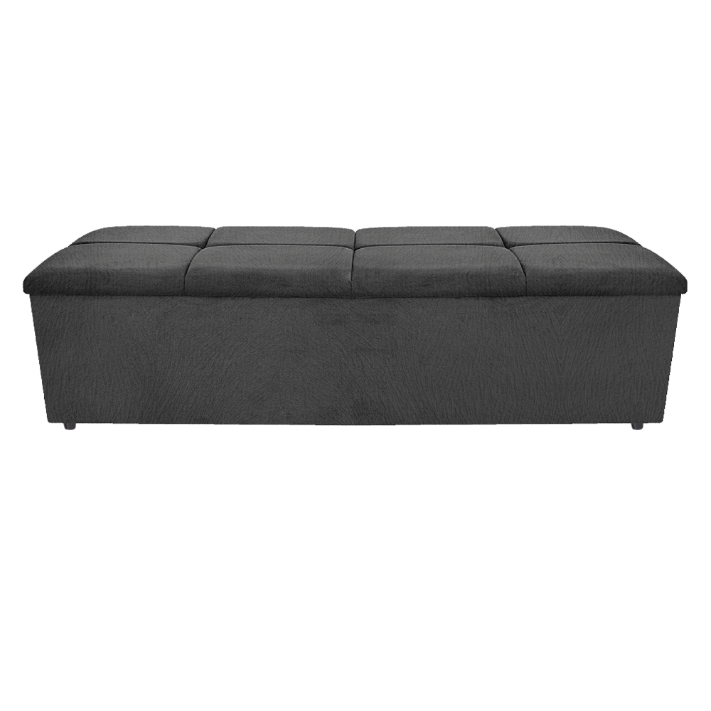 Kit Cabeceira e Calçadeira Munique 195 cm King Size Suede Cinza - Amarena Móveis