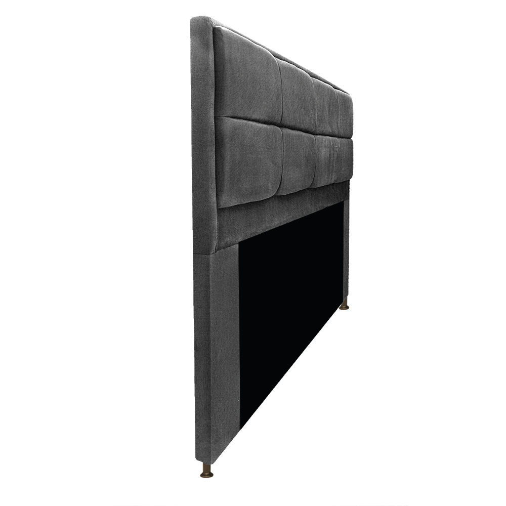 Kit Cabeceira e Calçadeira Munique 195 cm King Size Suede Cinza - Amarena Móveis