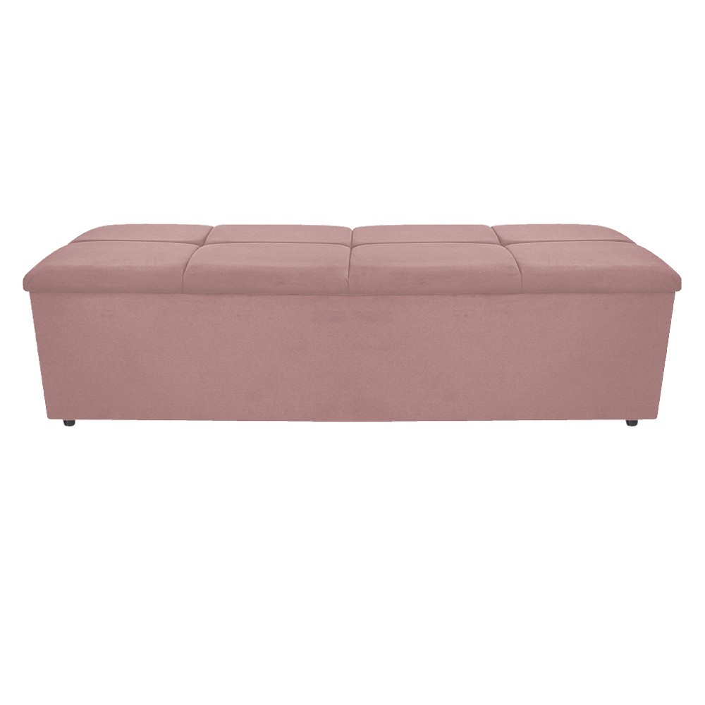 Kit Cabeceira e Calçadeira Munique 195 cm King Size Suede Rosê - Amarena Móveis
