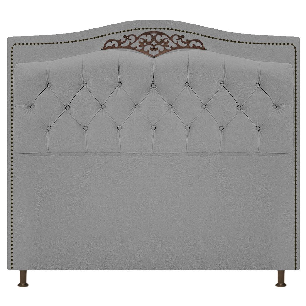 Kit Cabeceira e Calçadeira Yasmim 140 cm Casal Corano Cinza - Amarena Móveis