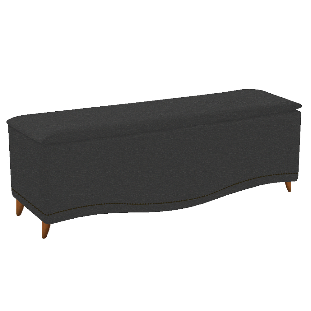 Kit Cabeceira e Calçadeira Yasmim 140 cm Casal Corano Preto - Amarena Móveis