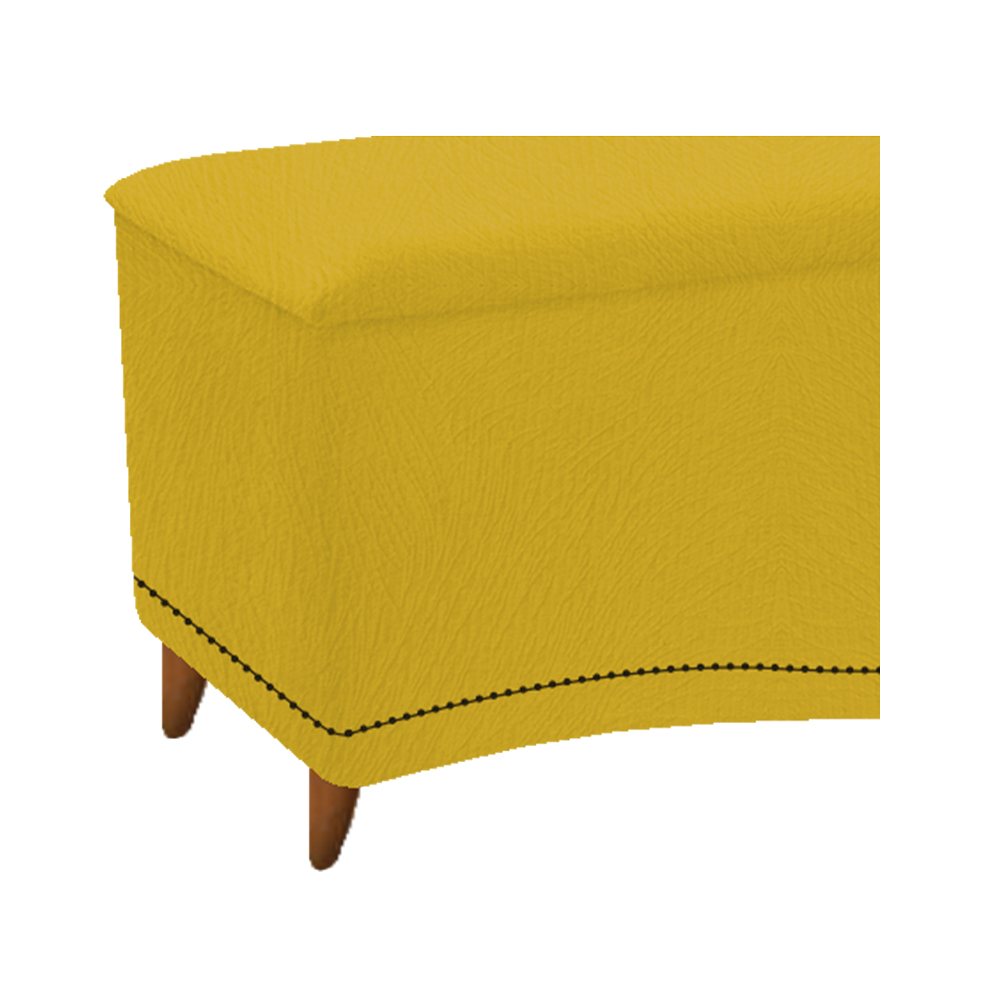 Kit Cabeceira e Calçadeira Yasmim 140 cm Casal Suede Amarelo - Amarena Móveis