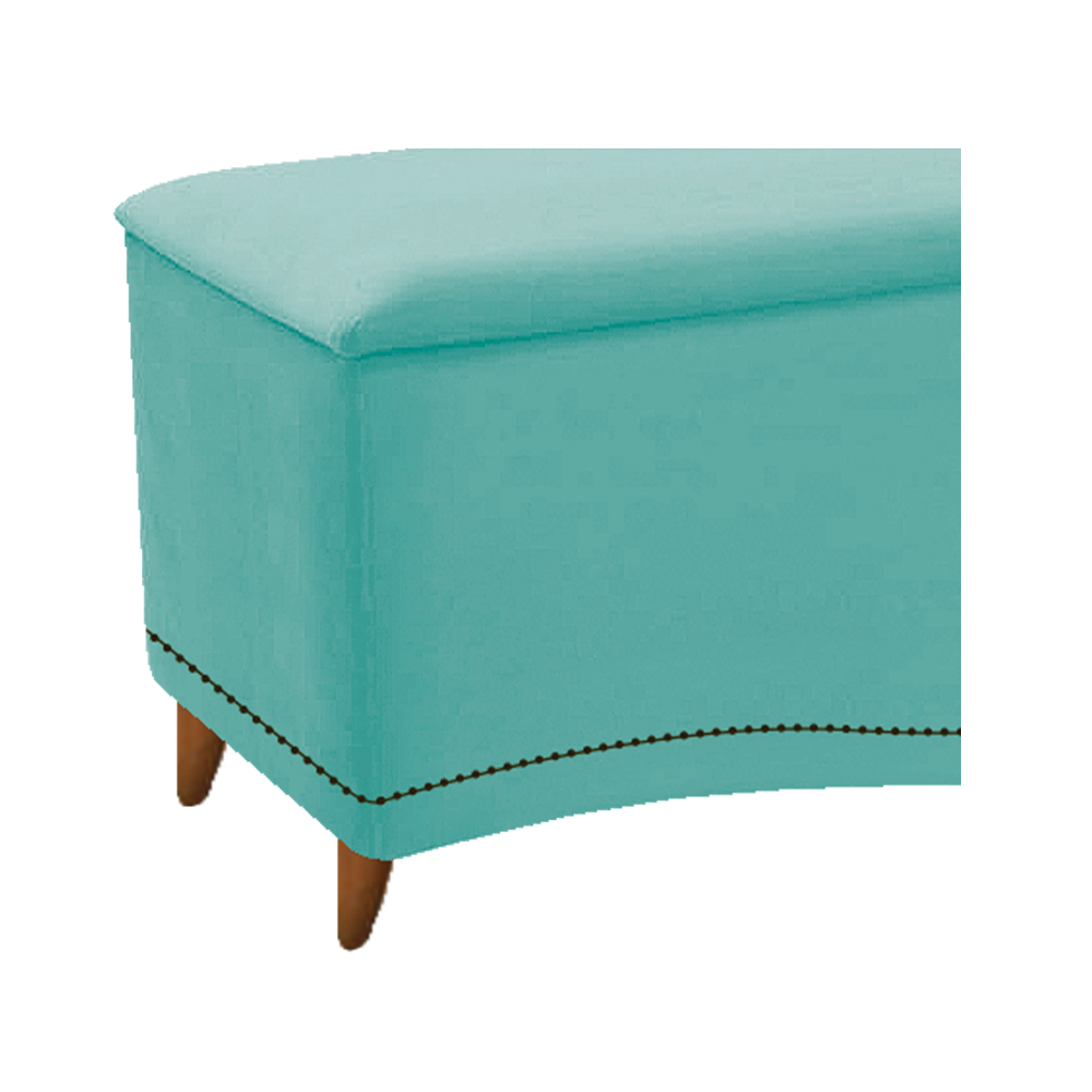 Kit Cabeceira e Calçadeira Yasmim 140 cm Casal Suede Azul Tiffany - Amarena Móveis
