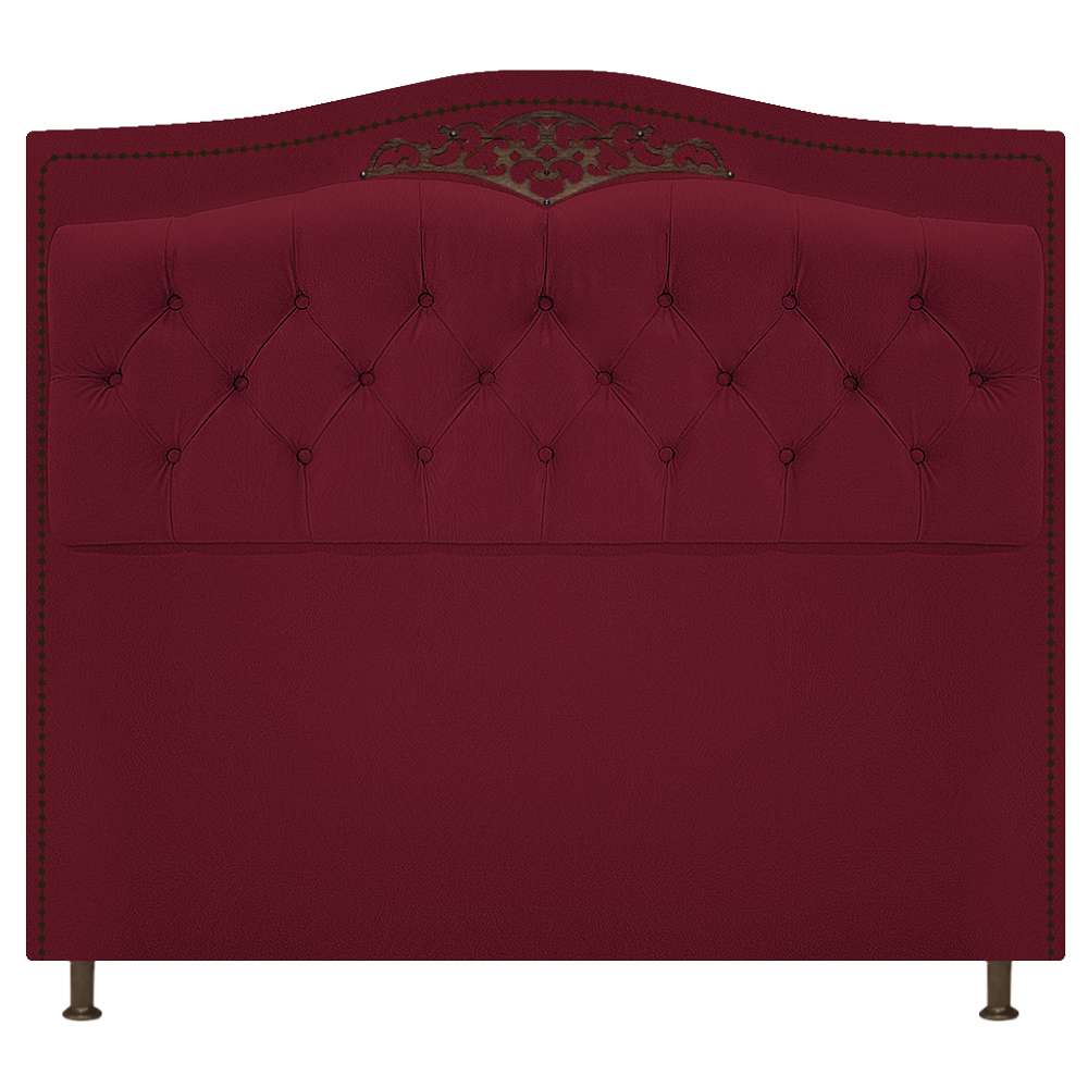 Kit Cabeceira e Calçadeira Yasmim 140 cm Casal Suede Bordô - Amarena Móveis