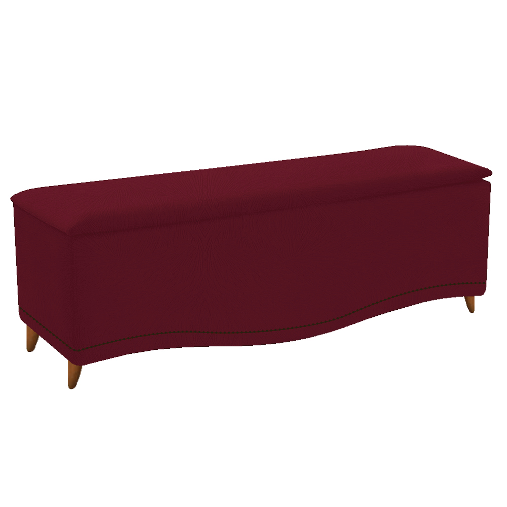 Kit Cabeceira e Calçadeira Yasmim 140 cm Casal Suede Bordô - Amarena Móveis