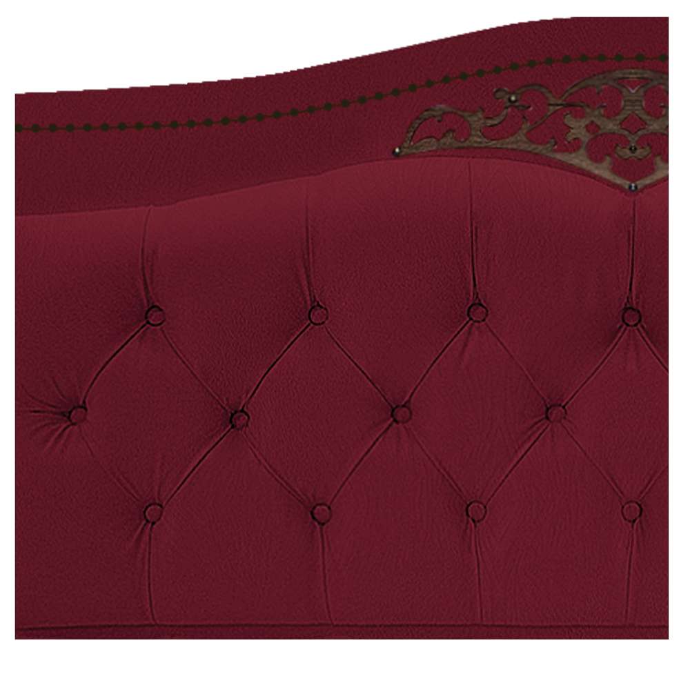 Kit Cabeceira e Calçadeira Yasmim 140 cm Casal Suede Bordô - Amarena Móveis