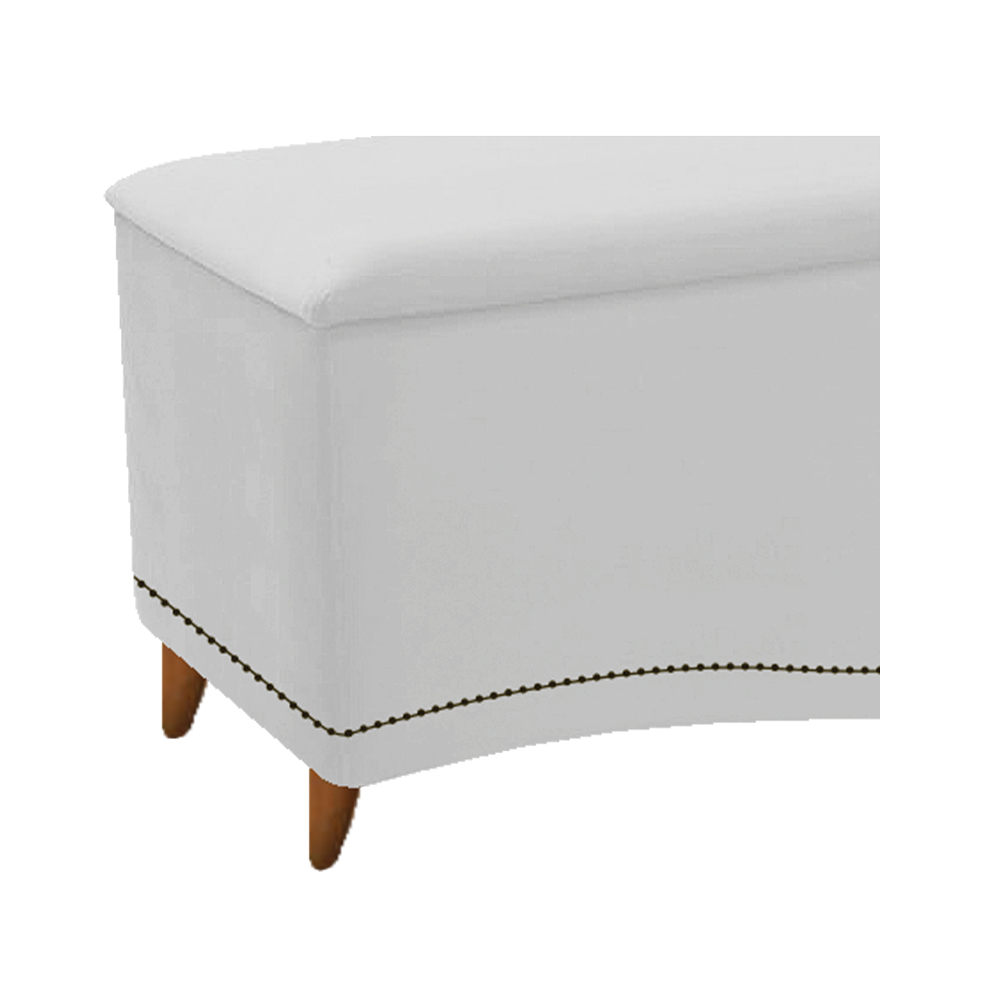 Kit Cabeceira e Calçadeira Yasmim 140 cm Casal Suede Branco - Amarena Móveis