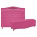 Kit Cabeceira e Calçadeira Yasmim 140 cm Casal Suede Pink - Amarena Móveis