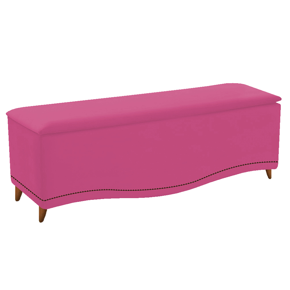Kit Cabeceira e Calçadeira Yasmim 140 cm Casal Suede Pink - Amarena Móveis