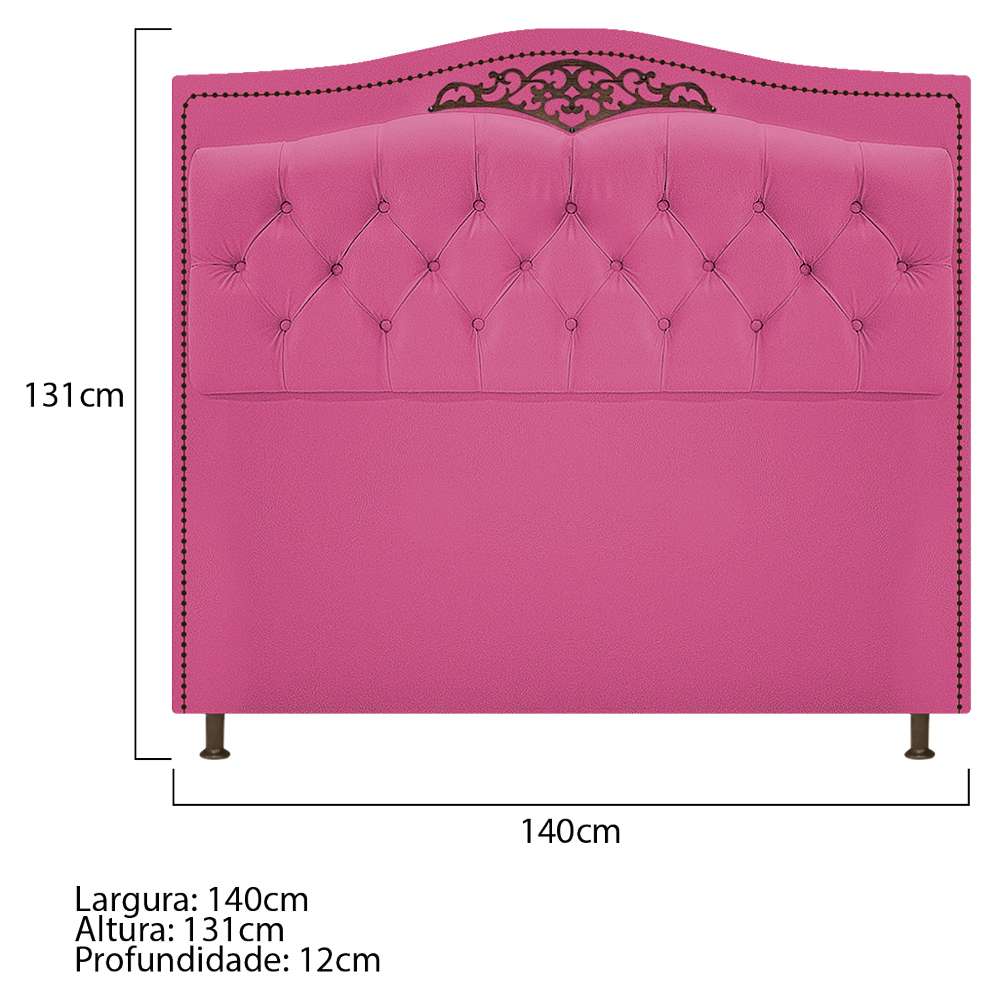 Kit Cabeceira e Calçadeira Yasmim 140 cm Casal Suede Pink - Amarena Móveis