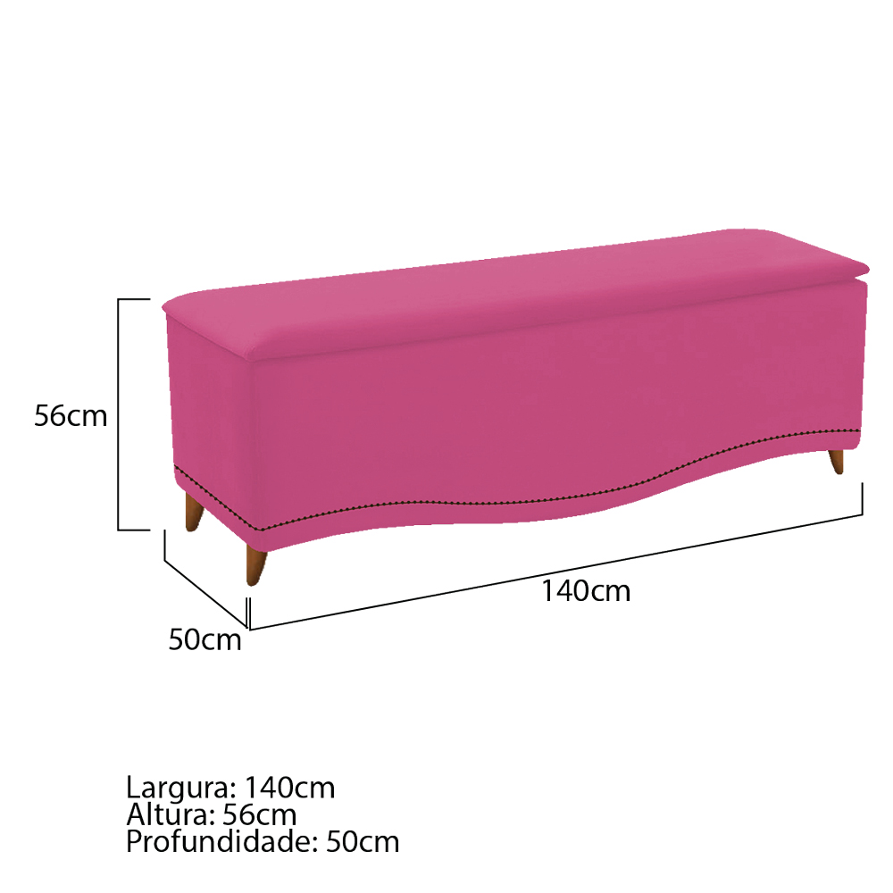 Kit Cabeceira e Calçadeira Yasmim 140 cm Casal Suede Pink - Amarena Móveis