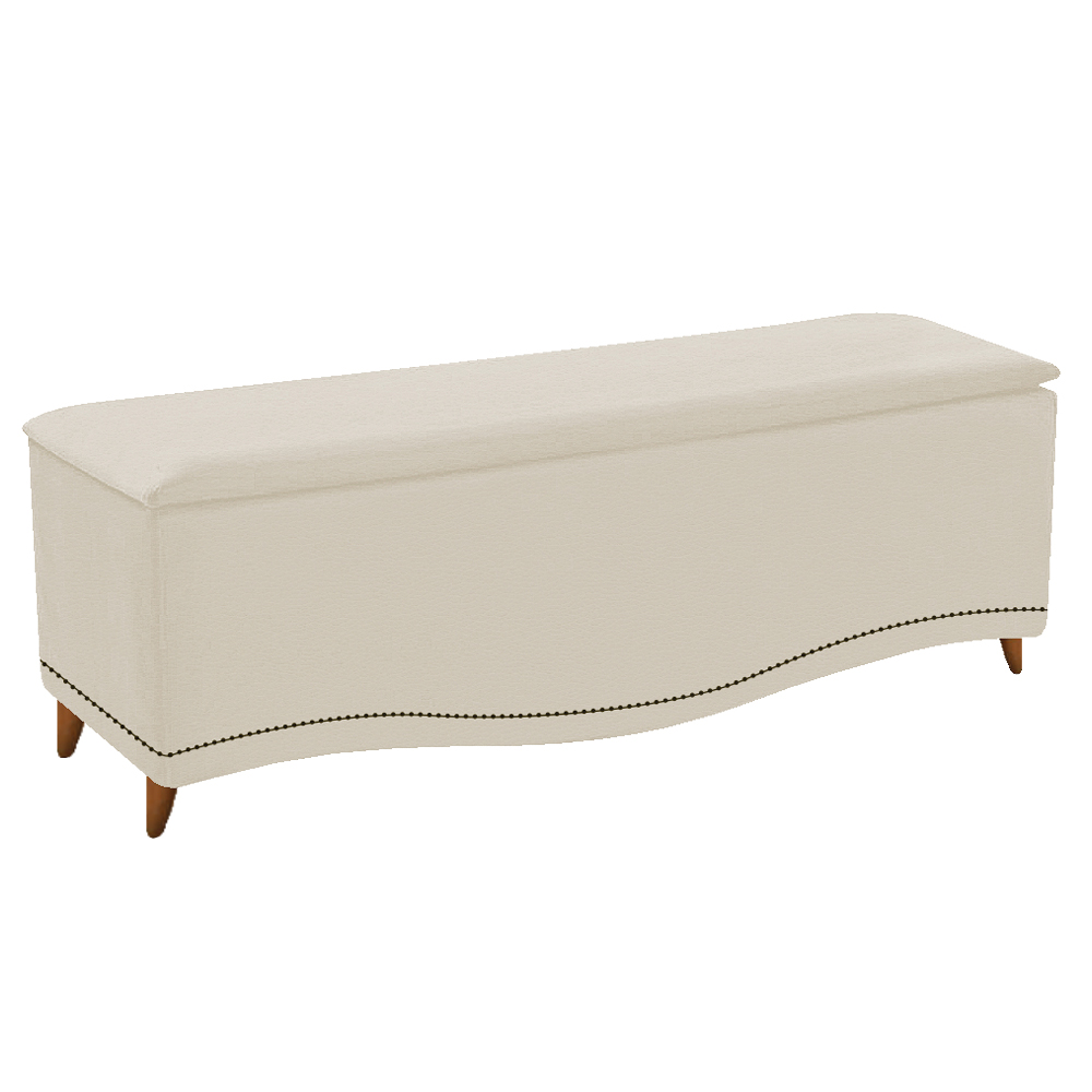Kit Cabeceira e Calçadeira Yasmim 160 cm Queen Size Corano Bege - Amarena Móveis