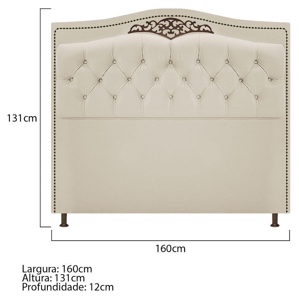 Kit Cabeceira e Calçadeira Yasmim 160 cm Queen Size Corano Bege - Amarena Móveis