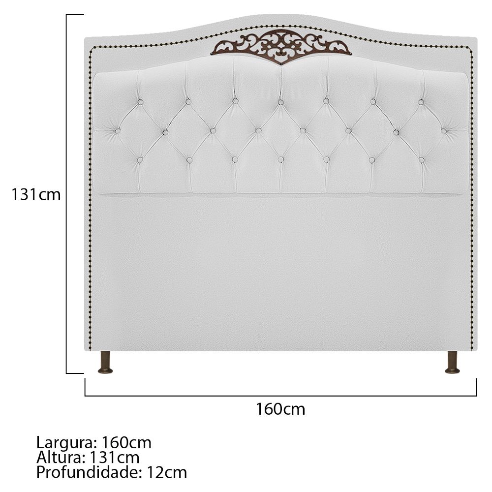 Kit Cabeceira e Calçadeira Yasmim 160 cm Queen Size Corano Branco - Amarena Móveis