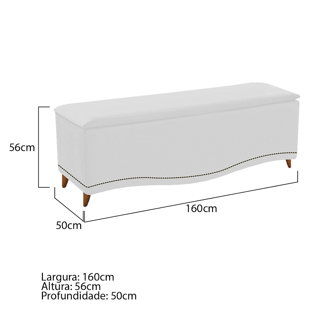 Kit Cabeceira e Calçadeira Yasmim 160 cm Queen Size Corano Branco - Amarena Móveis