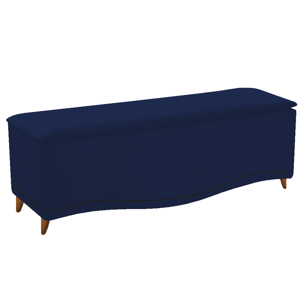 Kit Cabeceira e Calçadeira Yasmim 160 cm Queen Size Suede Azul Marinho - Amarena Móveis