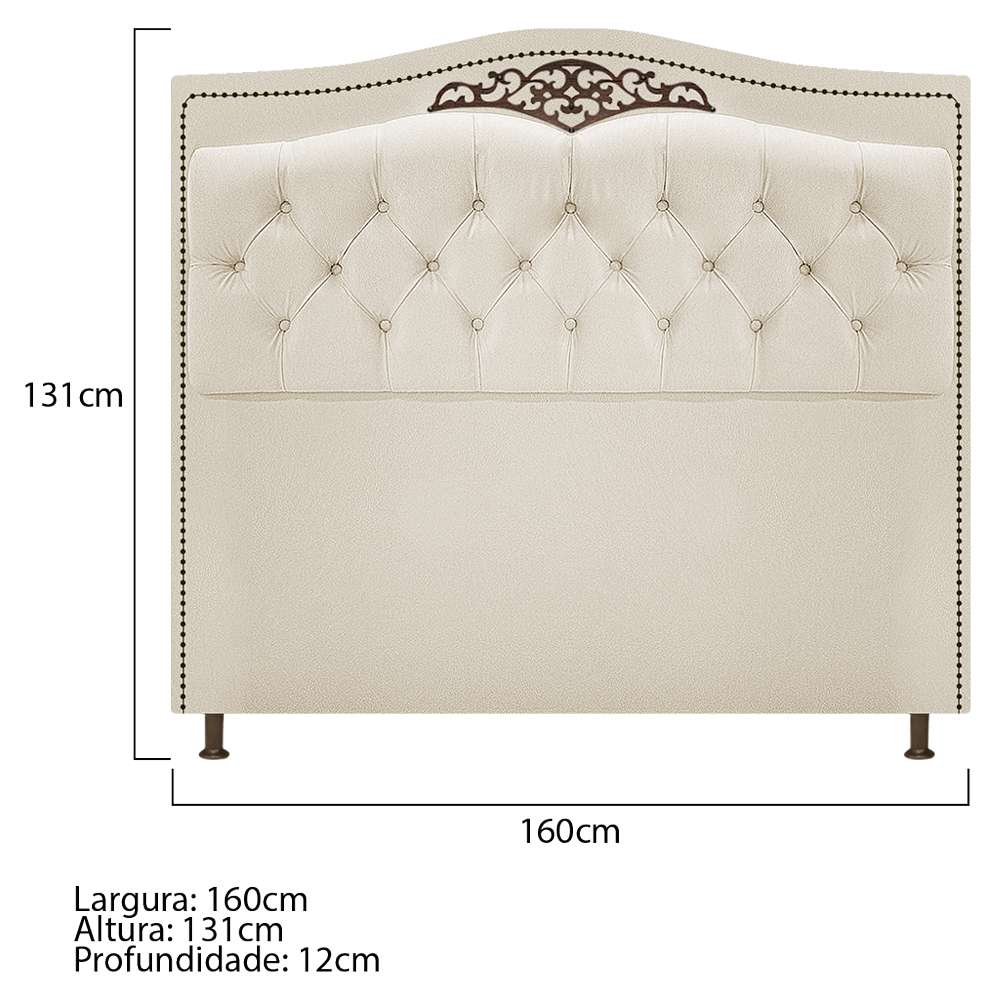 Kit Cabeceira e Calçadeira Yasmim 160 cm Queen Size Suede Bege - Amarena Móveis