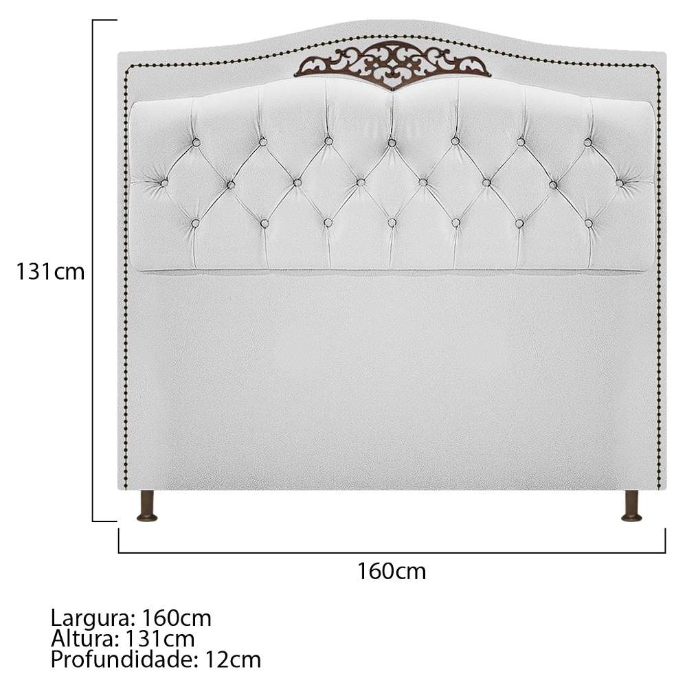 Kit Cabeceira e Calçadeira Yasmim 160 cm Queen Size Suede Branco - Amarena Móveis