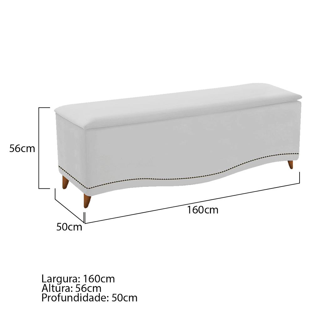 Kit Cabeceira e Calçadeira Yasmim 160 cm Queen Size Suede Branco - Amarena Móveis