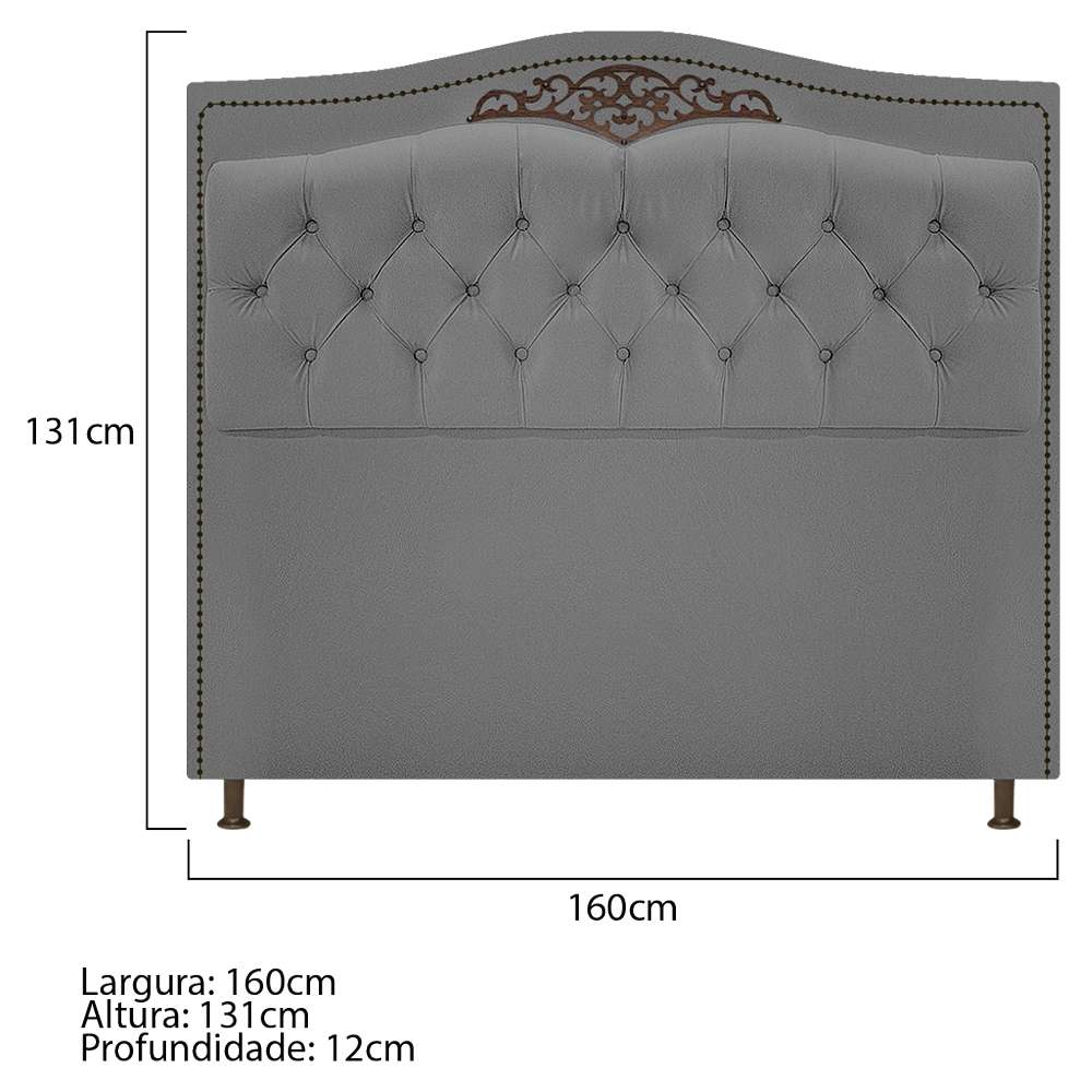 Kit Cabeceira e Calçadeira Yasmim 160 cm Queen Size Suede Cinza - Amarena Móveis