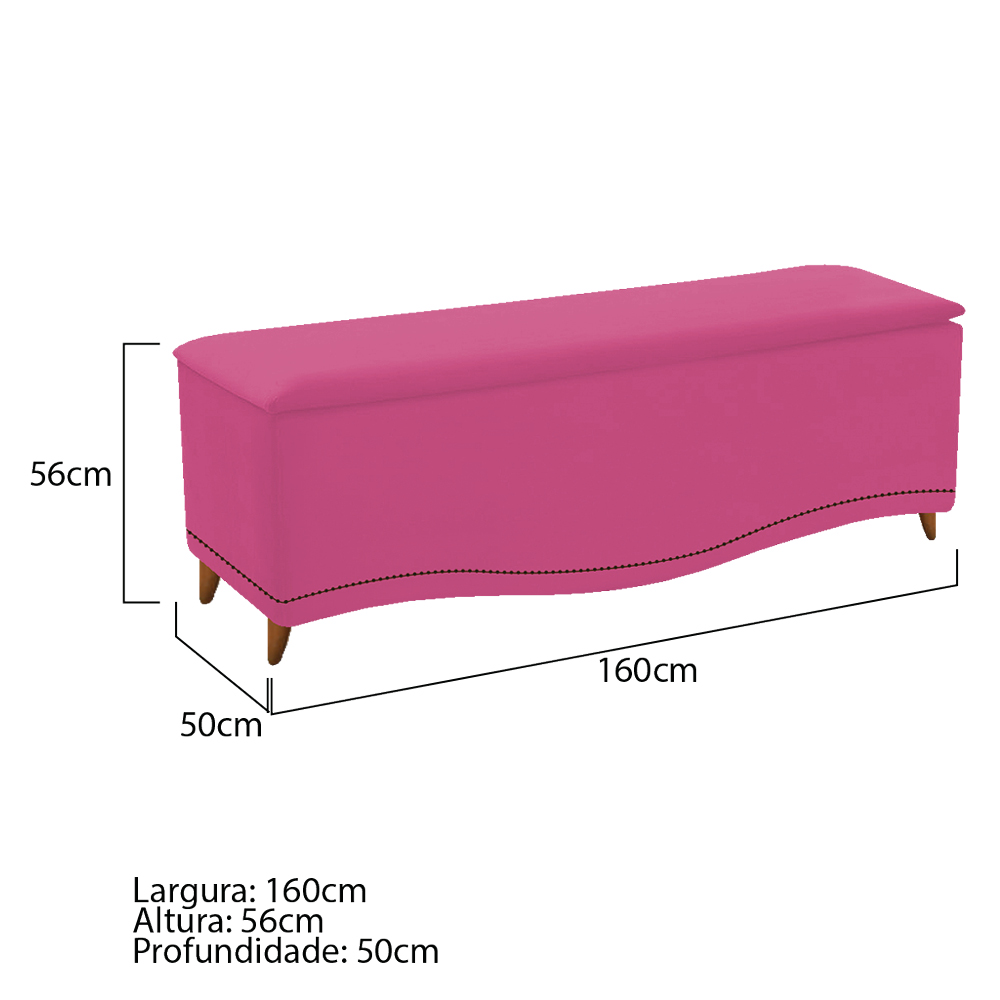 Kit Cabeceira e Calçadeira Yasmim 160 cm Queen Size Suede Pink - Amarena Móveis