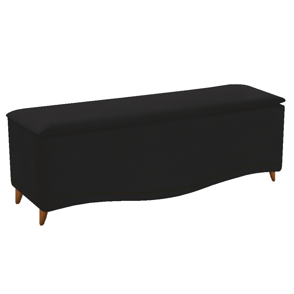 Kit Cabeceira e Calçadeira Yasmim 160 cm Queen Size Suede Preto - Amarena Móveis