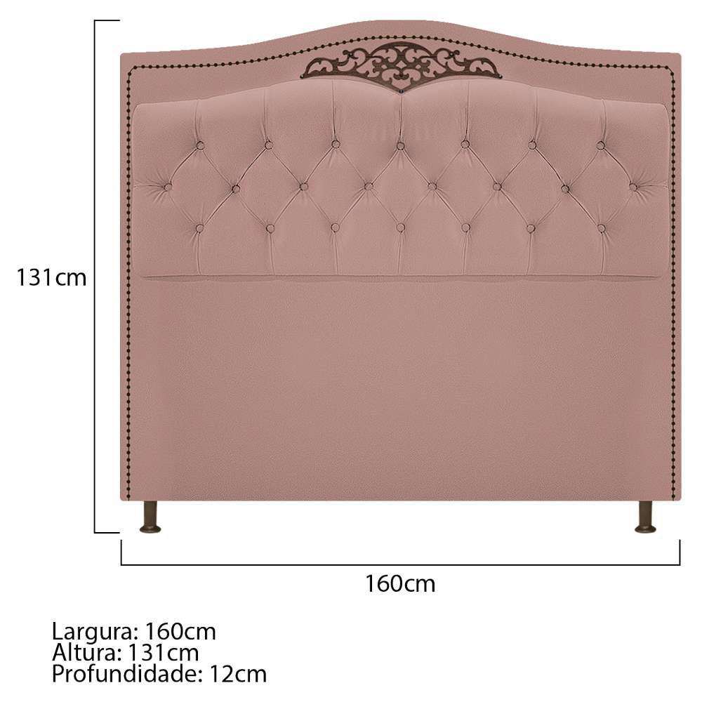 Kit Cabeceira e Calçadeira Yasmim 160 cm Queen Size Suede Rosê - Amarena Móveis
