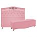 Kit Cabeceira e Calçadeira Yasmim 160 cm Queen Size Suede Rosa Bebê - Amarena Móveis