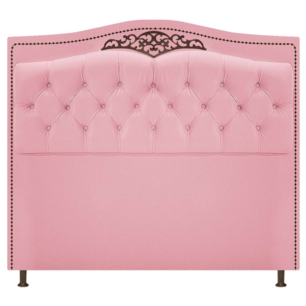 Kit Cabeceira e Calçadeira Yasmim 160 cm Queen Size Suede Rosa Bebê - Amarena Móveis