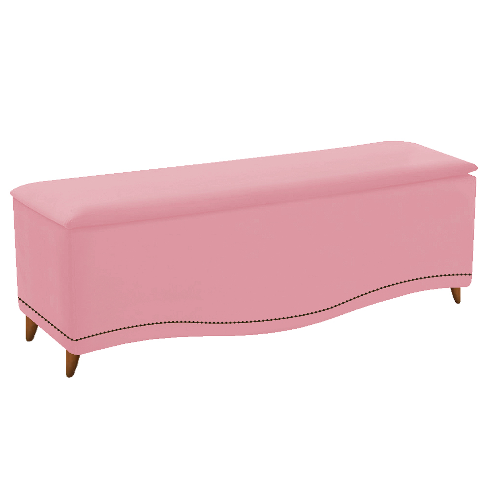 Kit Cabeceira e Calçadeira Yasmim 160 cm Queen Size Suede Rosa Bebê - Amarena Móveis