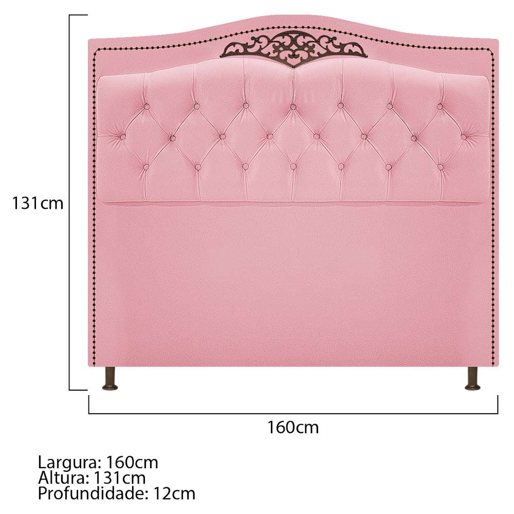 Kit Cabeceira e Calçadeira Yasmim 160 cm Queen Size Suede Rosa Bebê - Amarena Móveis
