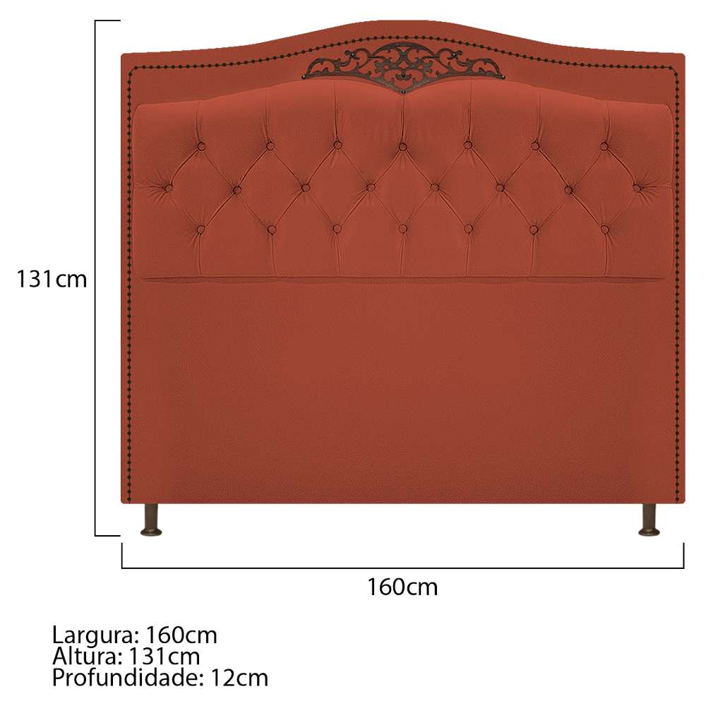 Kit Cabeceira e Calçadeira Yasmim 160 cm Queen Size Suede Terracota - Amarena Móveis