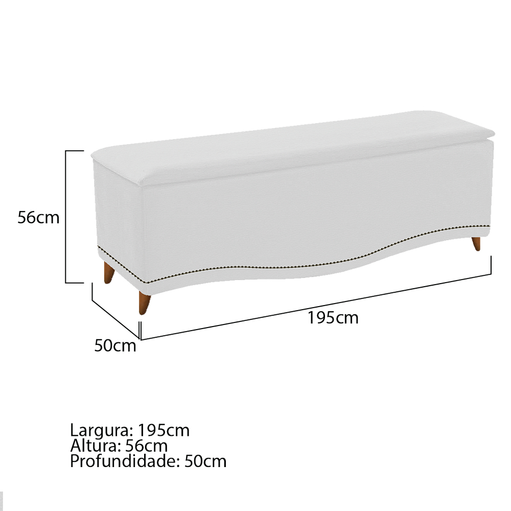 Kit Cabeceira e Calçadeira Yasmim 195 cm King Size Corano Branco - Amarena Móveis