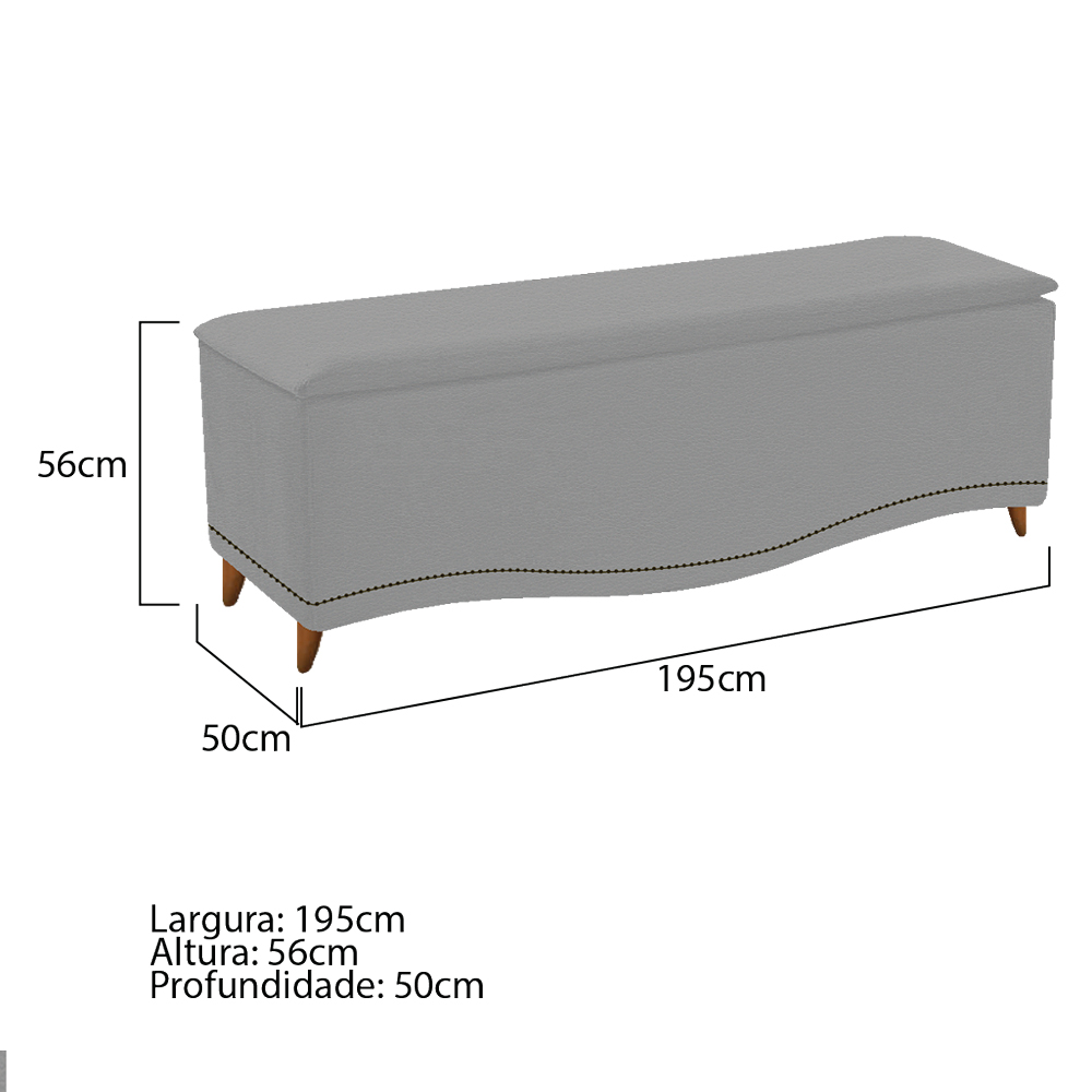 Kit Cabeceira e Calçadeira Yasmim 195 cm King Size Corano Cinza - Amarena Móveis