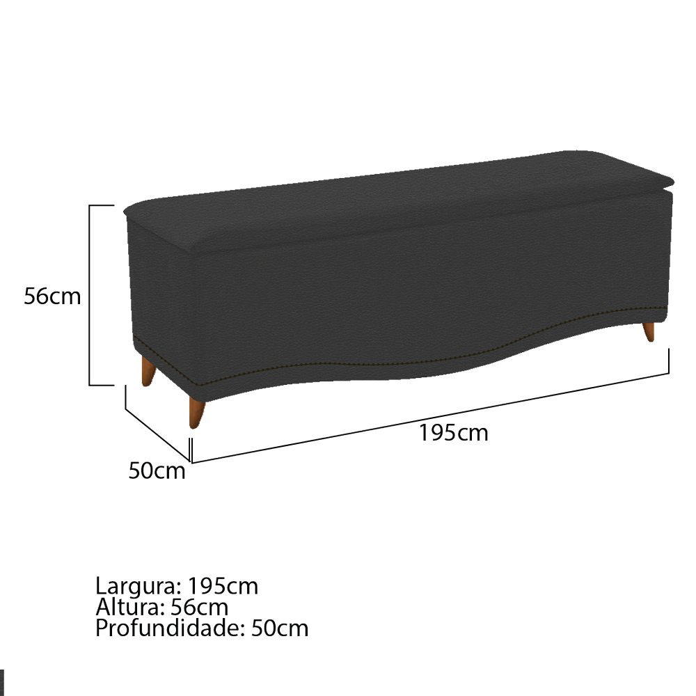 Kit Cabeceira e Calçadeira Yasmim 195 cm King Size Corano Preto - Amarena Móveis