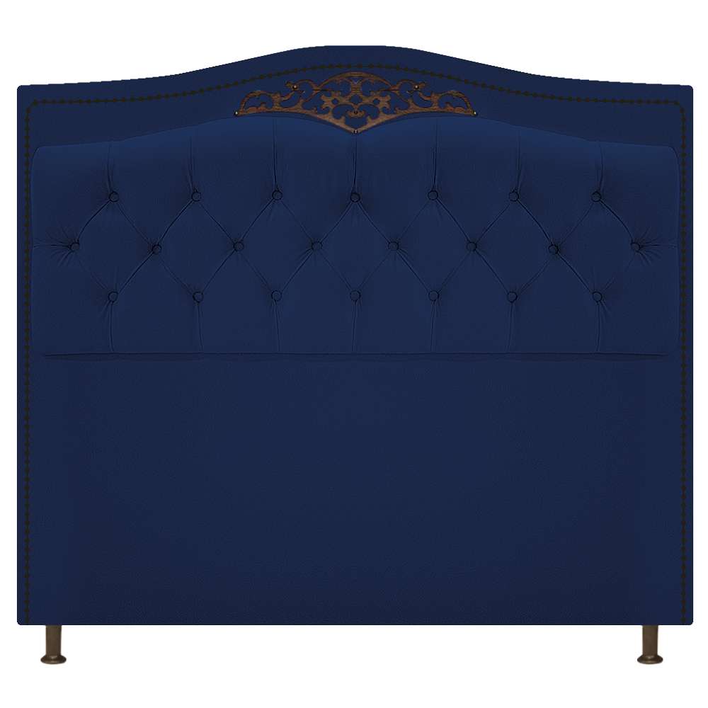 Kit Cabeceira e Calçadeira Yasmim 195 cm King Size Suede Azul Marinho - Amarena Móveis