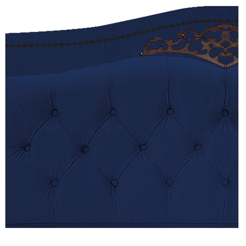 Kit Cabeceira e Calçadeira Yasmim 195 cm King Size Suede Azul Marinho - Amarena Móveis