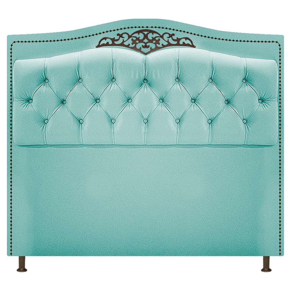 Kit Cabeceira e Calçadeira Yasmim 195 cm King Size Suede Azul Tiffany - Amarena Móveis