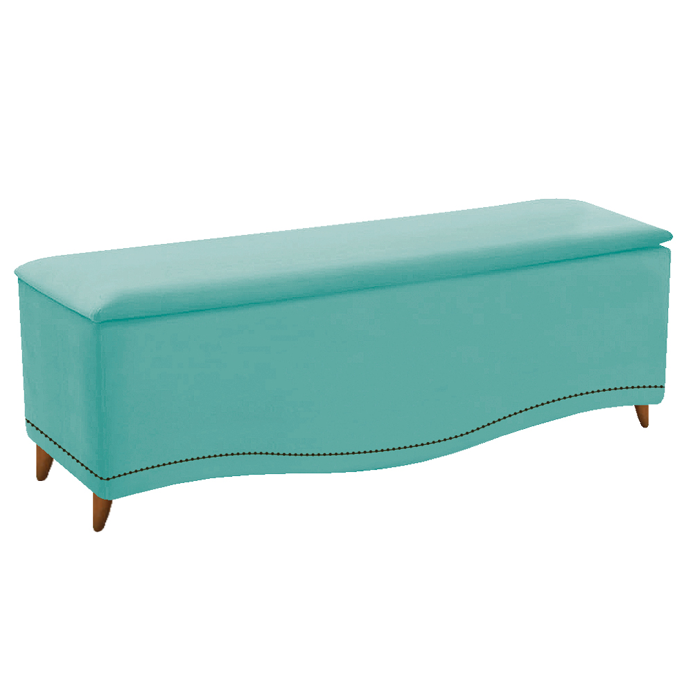 Kit Cabeceira e Calçadeira Yasmim 195 cm King Size Suede Azul Tiffany - Amarena Móveis