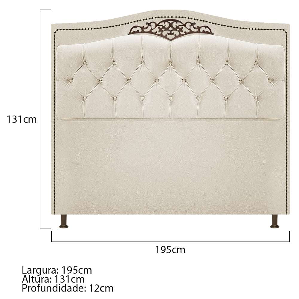 Kit Cabeceira e Calçadeira Yasmim 195 cm King Size Suede Bege - Amarena Móveis