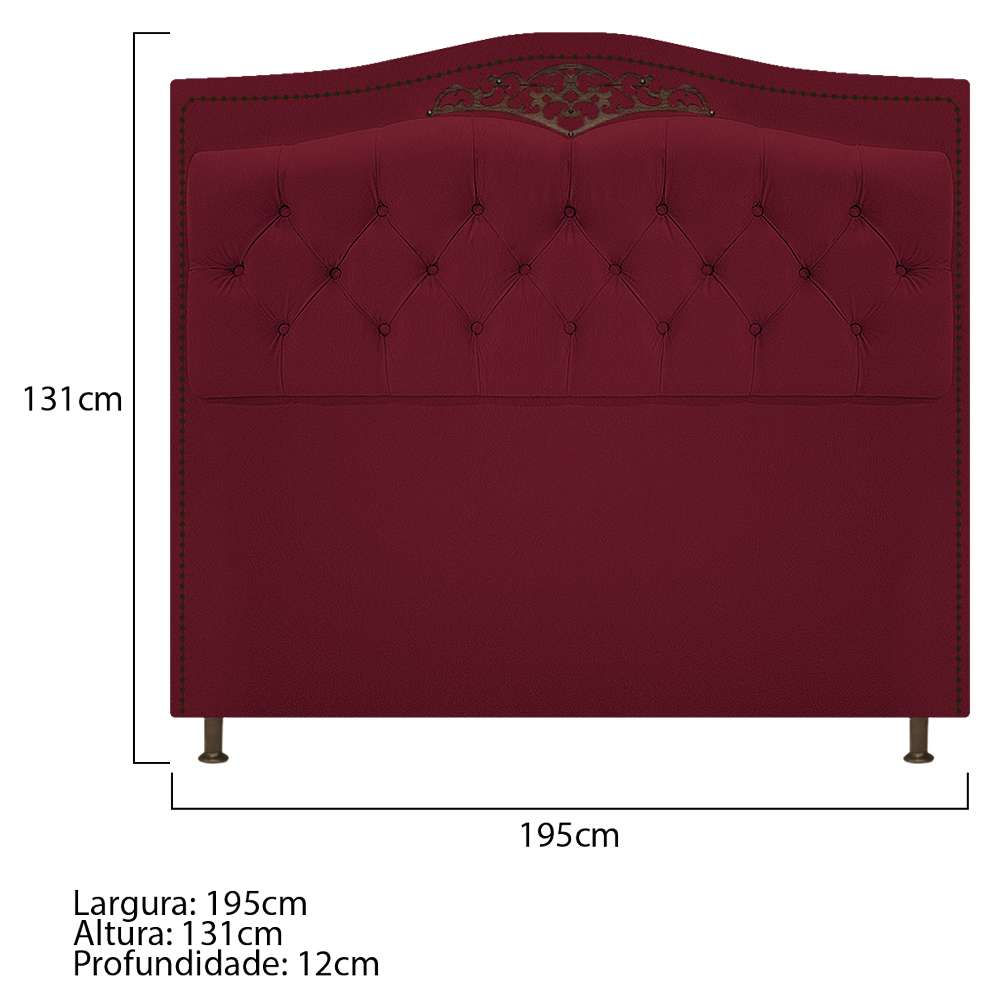 Kit Cabeceira e Calçadeira Yasmim 195 cm King Size Suede Bordô - Amarena Móveis